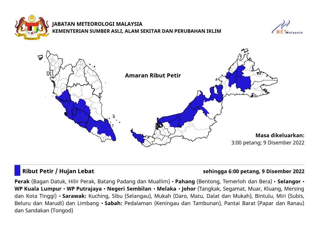 气象局：雪隆区及布城料雷雨至6pm