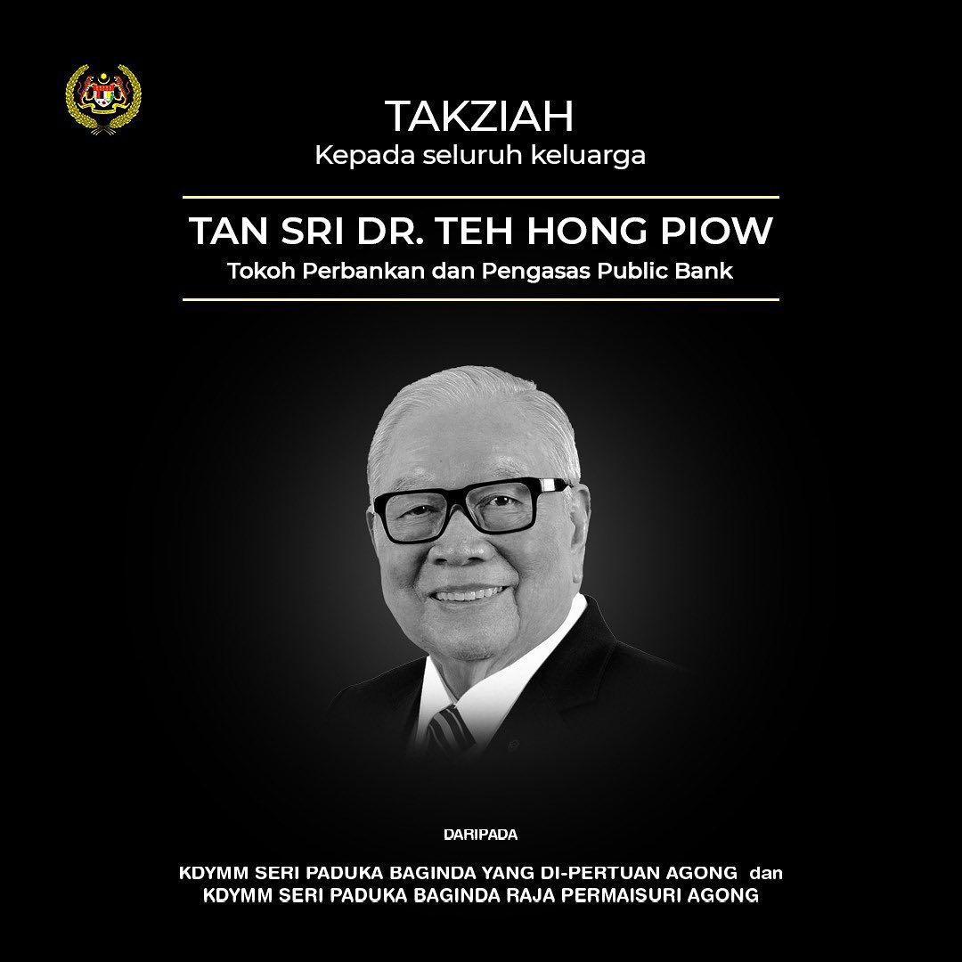 King, Queen extend condolences to Teh Hong Piow's family