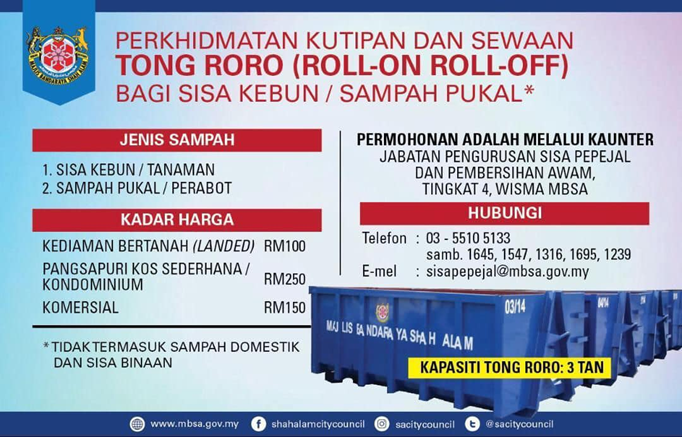 MBSA sedia tong sampah pukal, lupus sisa kebun atau perabot