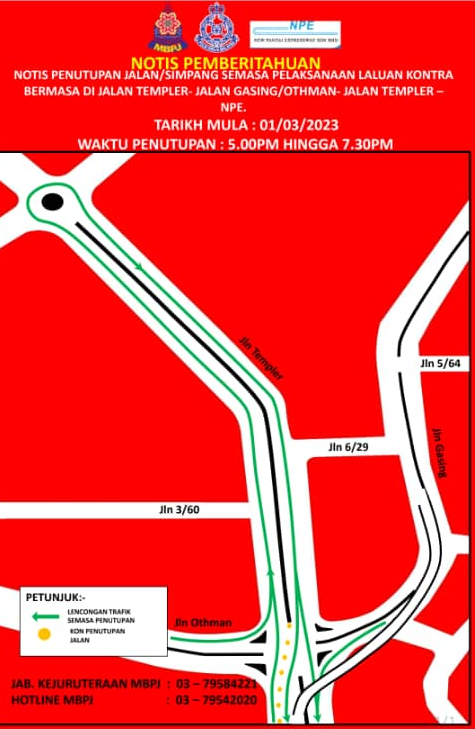 மூன்று மாதக் காலம், மாற்று தடங்களை ஊக்குவிக்க சில சாலைகள் மூடப்படும் - பெட்டாலிங் ஜெயா நகராட்சி கழகம்