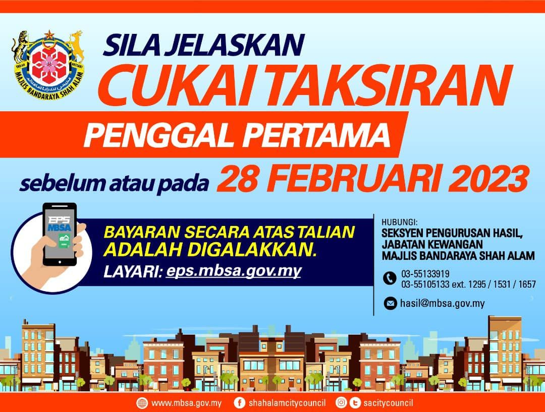 MBSA: Pemegang harta diminta jelaskan cukai taksiran sebelum atau pada 28 Feb