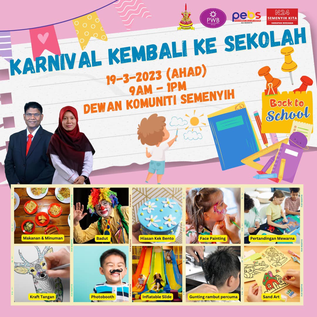 Karnival kembali ke sekolah DUN Semenyih Ahad ini sedia pelbagai kaunter bergerak
