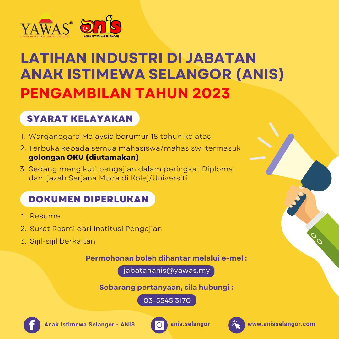 ANIS pelawa mahasiswa khususnya OKU jalani latihan industri, elaun bulanan RM500