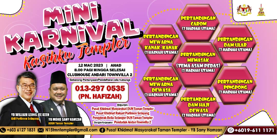 Pertandingan masak tarikan karnival rakyat DUN Taman Templer Ahad ini