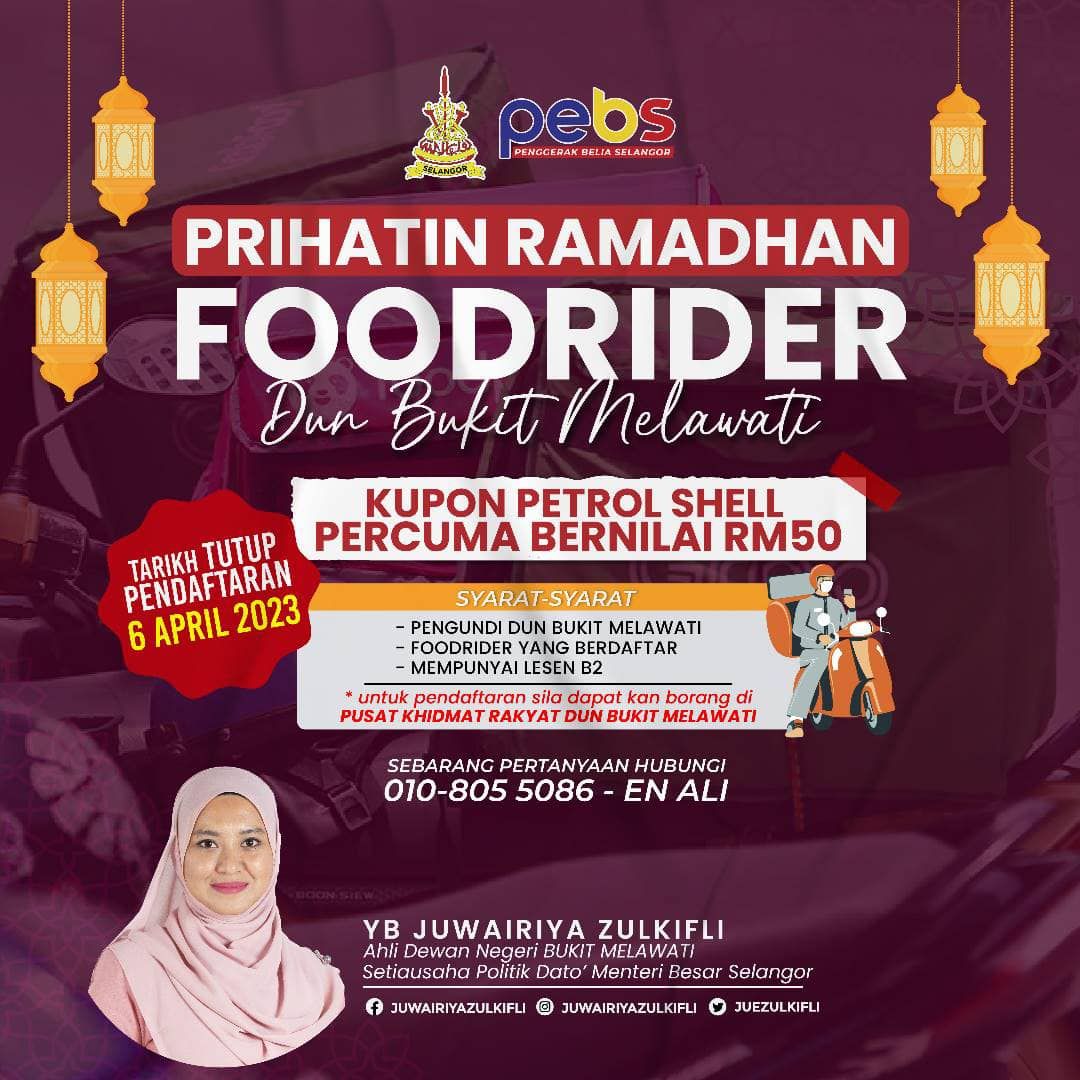 உணவு விநியோகம் செய்பவர்களுக்கு RM50 மதிப்புள்ள இலவச எரிபொருள் வவுச்சர்கள் வழங்கப்படும்