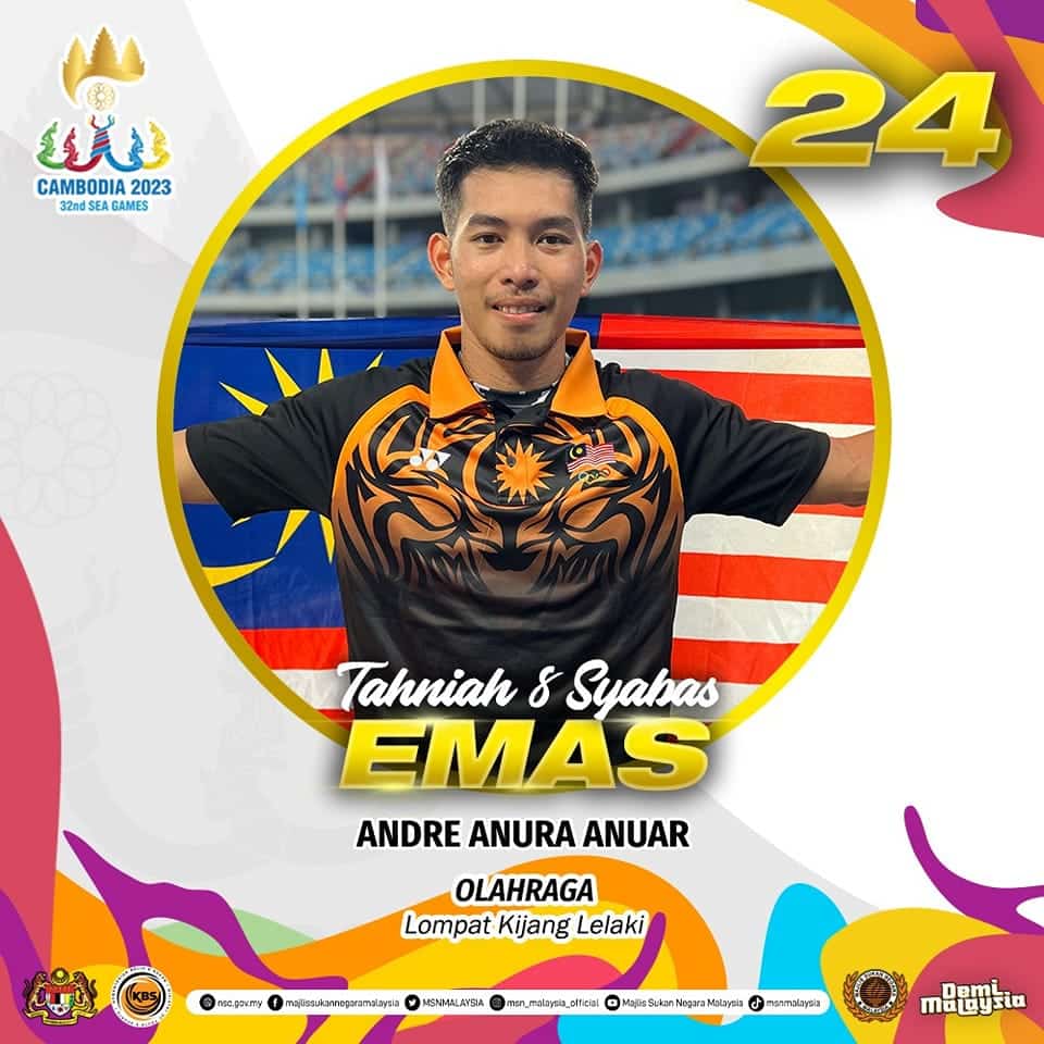 Atlet lompat kijang Andre Anura pertahan emas Sukan SEA