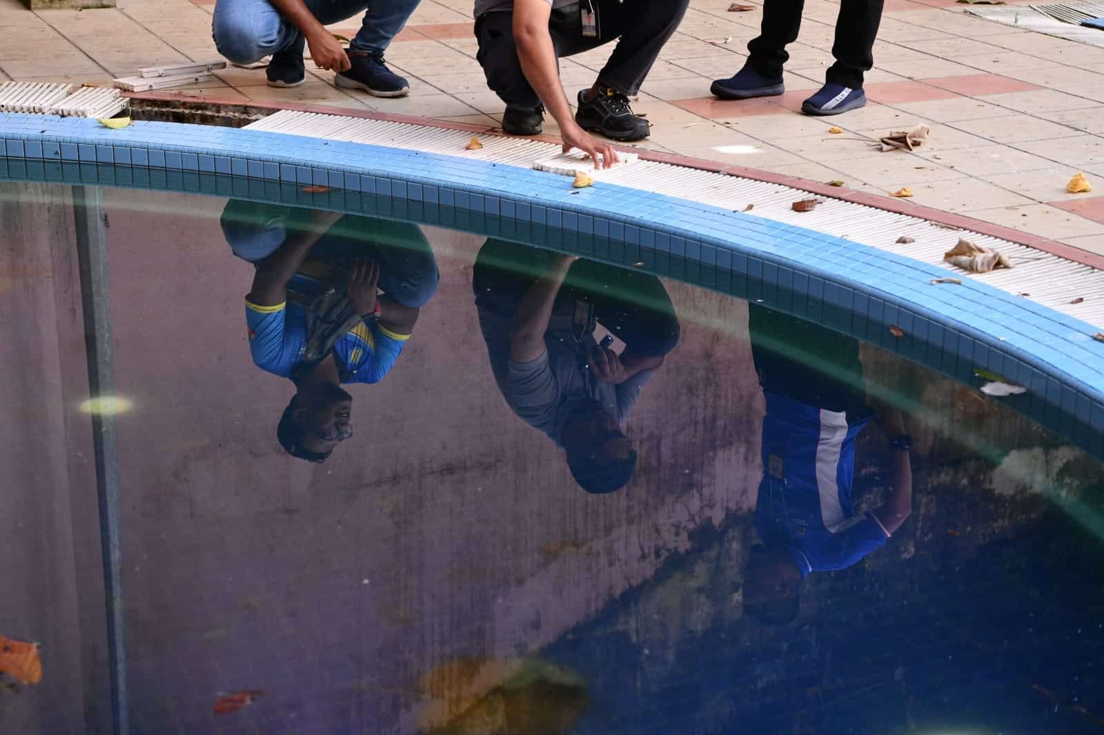 安邦市会2花园大扫除 投放灭蚊药灭孑孓