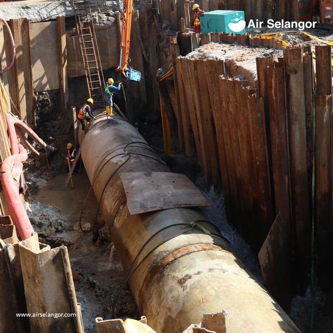 瓜雪输水管维修工程  截至3pm已完成35.6%