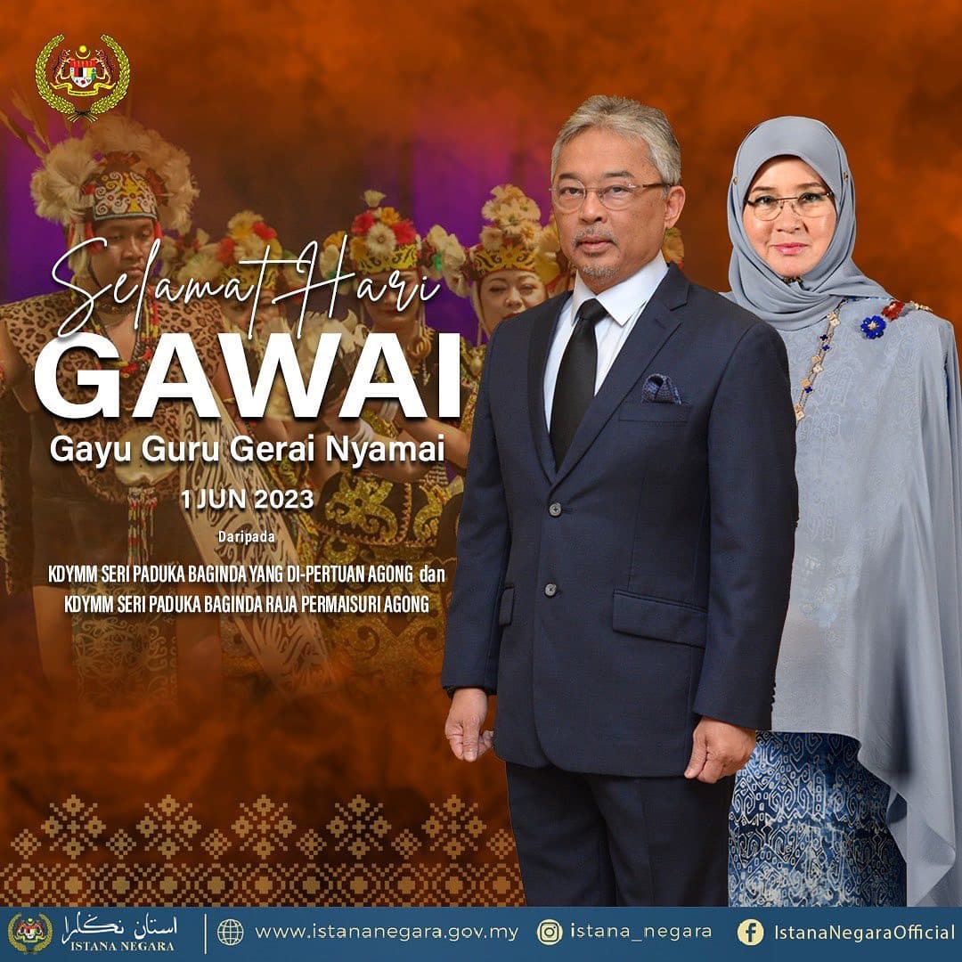 Agong, Permaisuri zahir ucapan Selamat Menyambut Hari Gawai