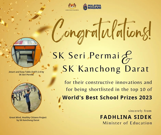SK Kanchong Darat, SK Seri Permai tersenarai anugerah sekolah terbaik dunia