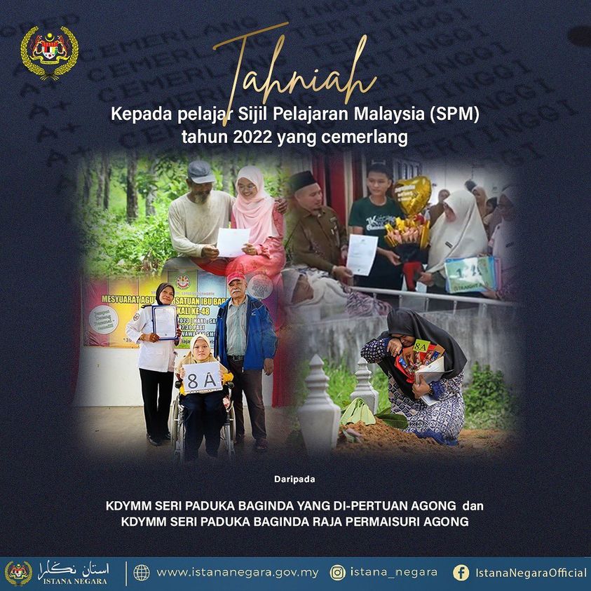 Agong, Permaisuri zahir rasa sukacita, bangga kepada pelajar OKU, B40 cemerlang dalam SPM 2022