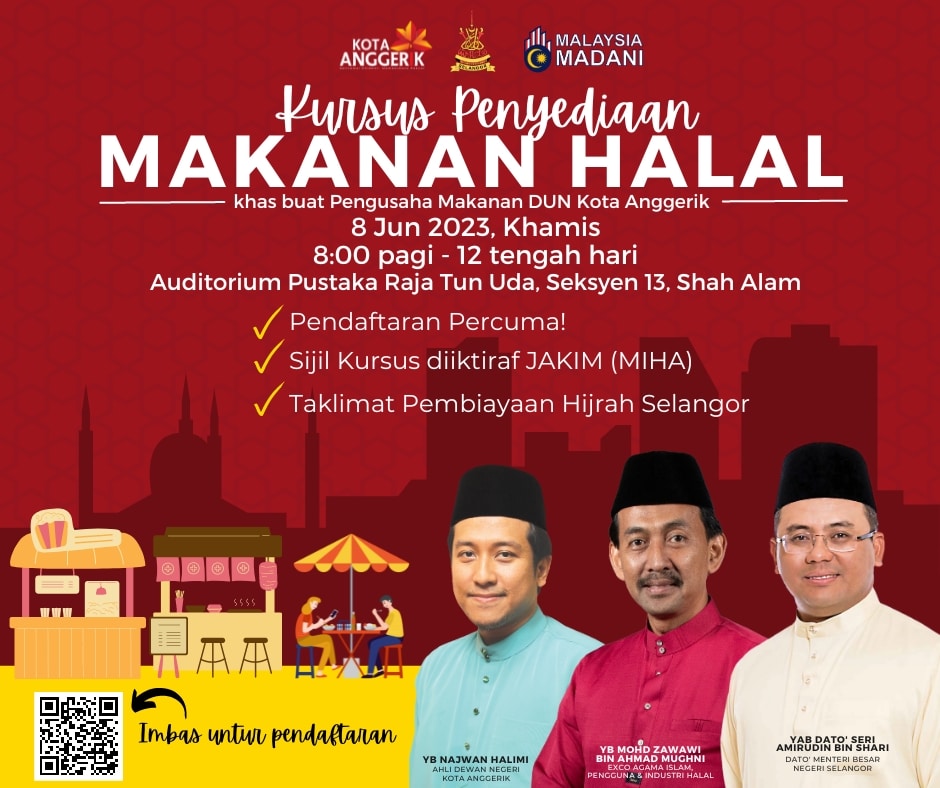 DUN Kota Anggerik pelawa orang ramai sertai kursus penyediaan makanan halal