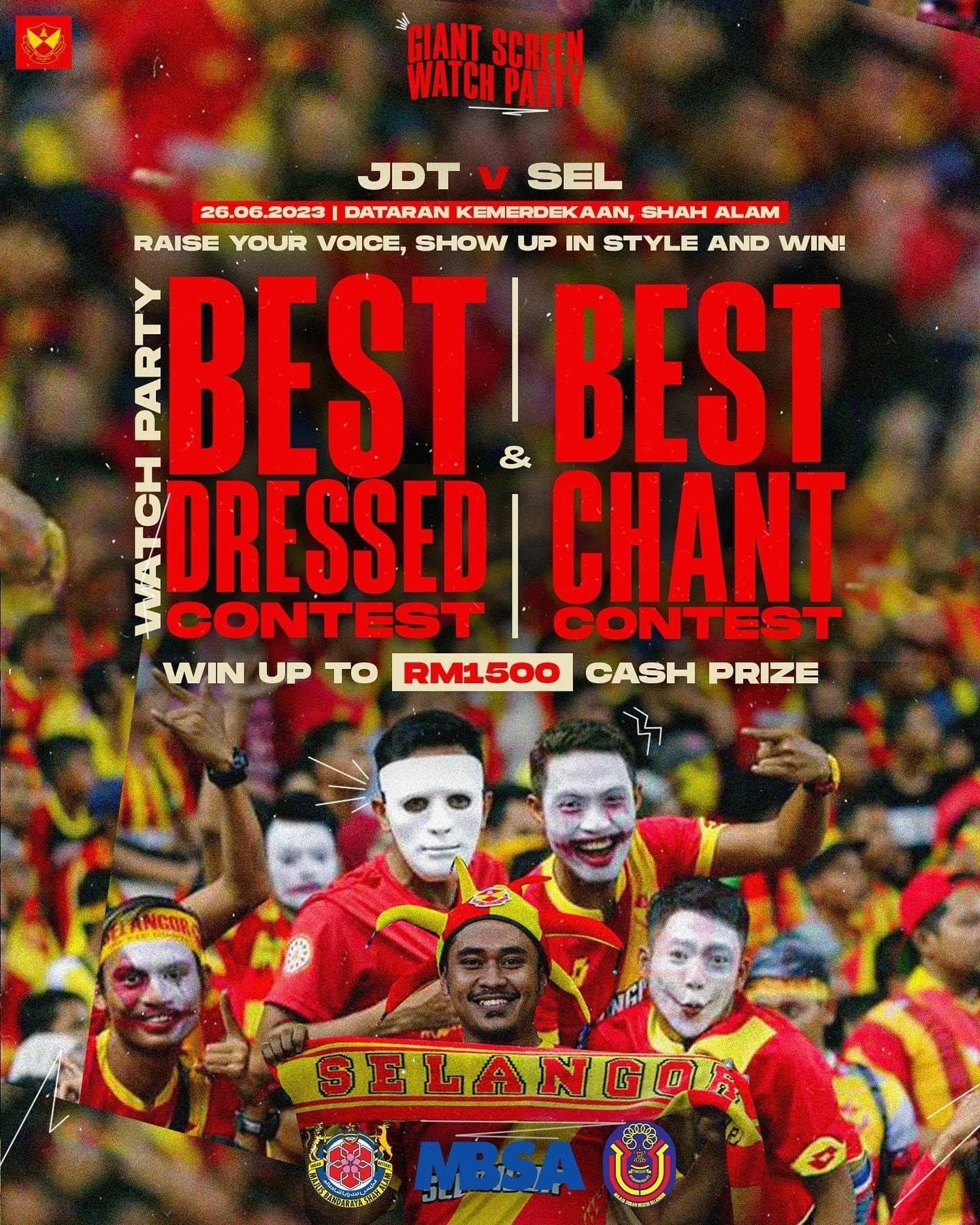 Tayangan skrin besar malam ini, hadiah wang tunai menanti penyokong Selangor FC