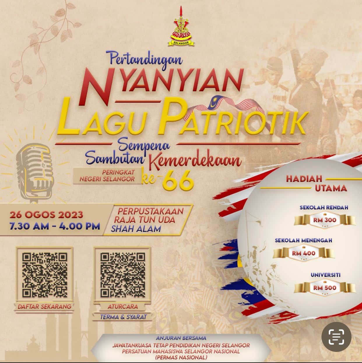 Nyanyi lagu patriotik, mahasiswa, pelajar berpeluang menangi RM1,200 