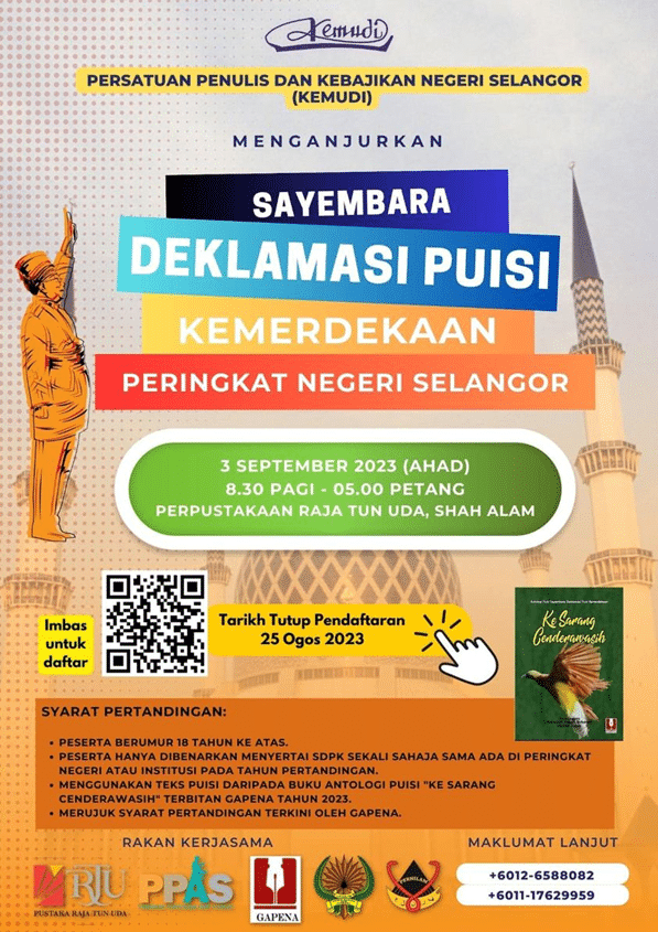 Orang ramai dipelawa sertai pertandingan deklamasi puisi kemerdekaan