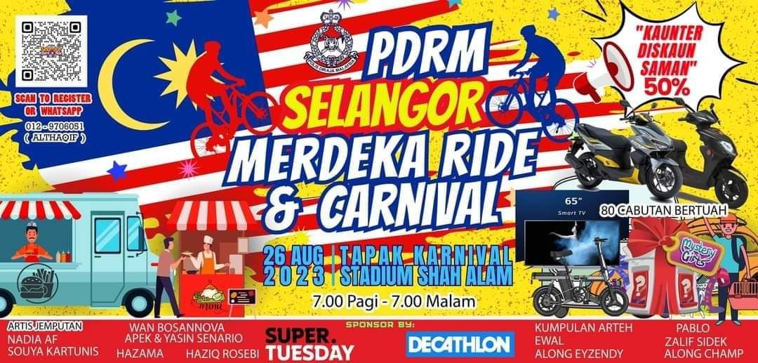 Karnival PDRM Selangor Merdeka Ride tawar potongan saman hingga 50 peratus