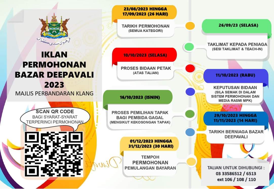 MPK buka permohonan tapak bazar Deepavali 2023 mulai hari ini