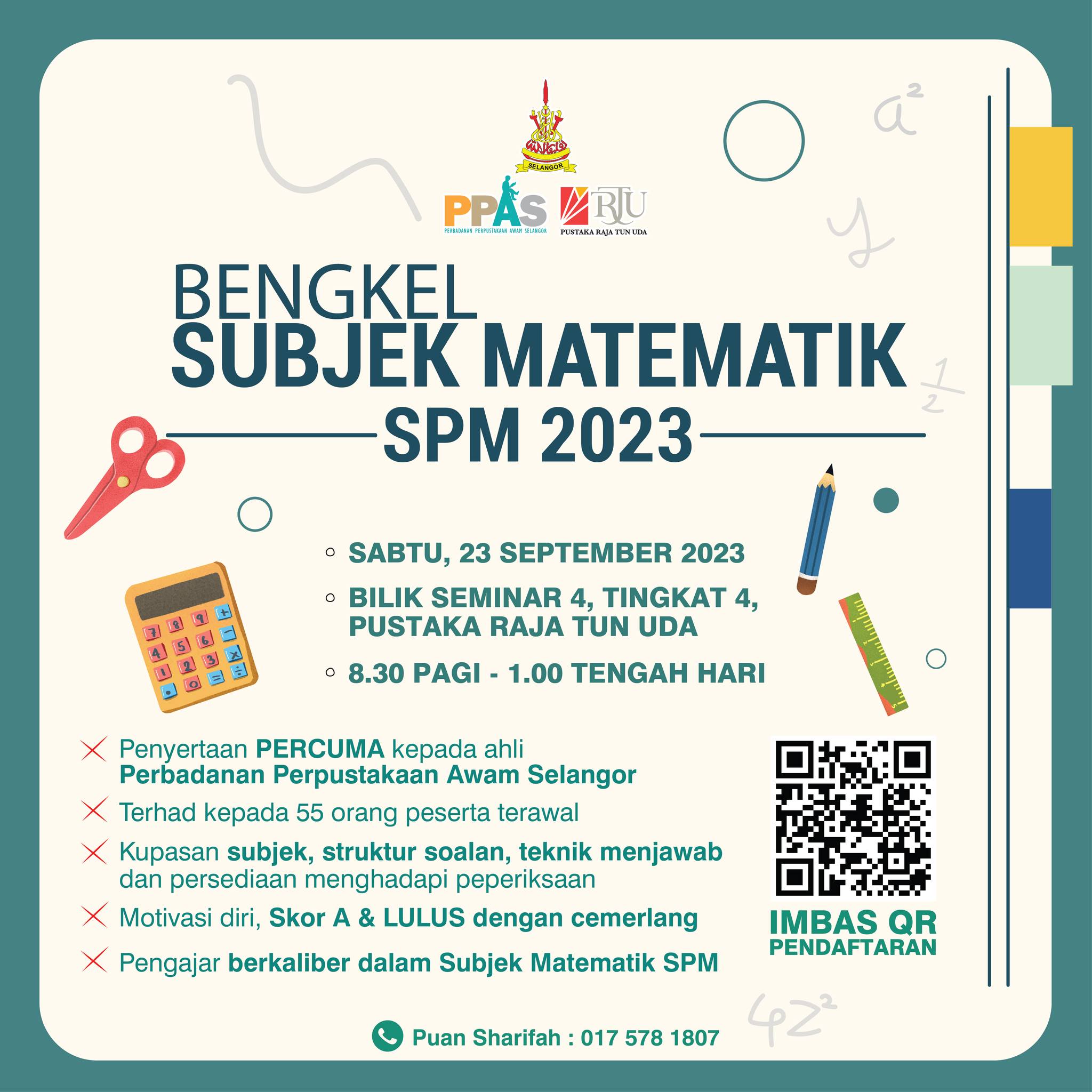 Bengkel subjek Matematik SPM percuma untuk ahli PPAS 23 September
