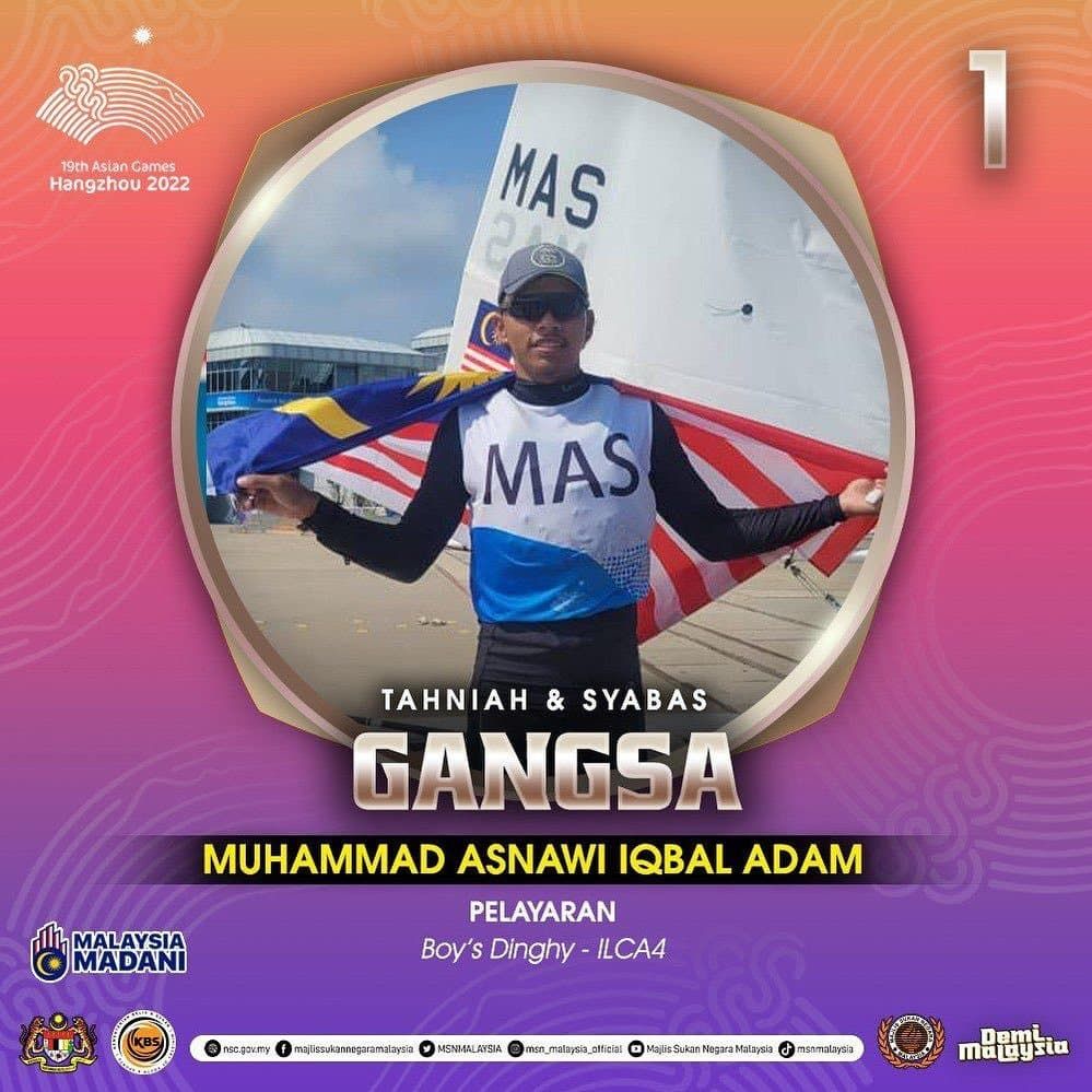 Sukan Asia: Acara pelayaran sumbang pingat pertama negara