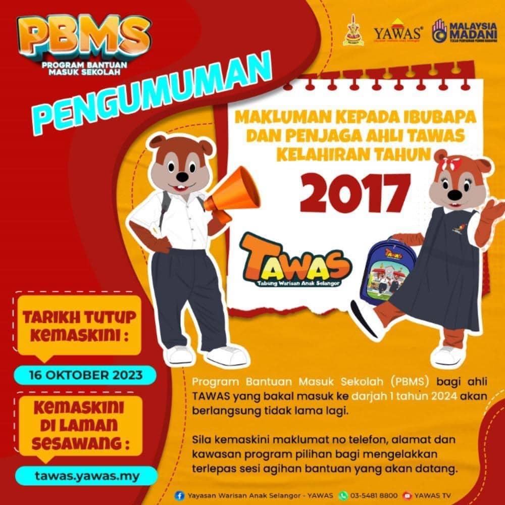 Kemas kini maklumat ahli Tawas untuk bantuan masuk sekolah
