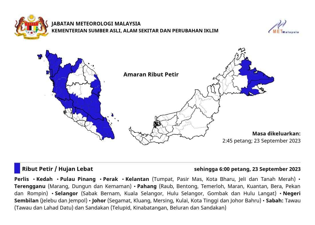 雪州等多地区天气恶化 出门记得带伞