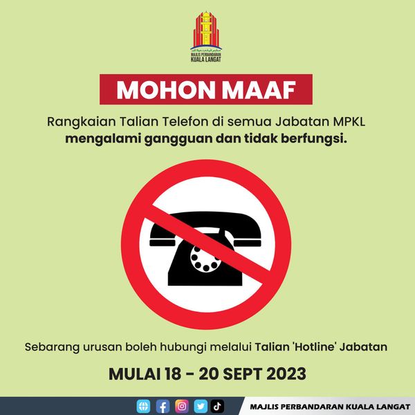 瓜冷市会所有部门电话受干扰 民众受促拨打热线或WhatsApp