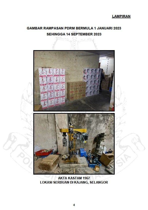 警突击加影三地捕10人 起获3600万走私烟酒