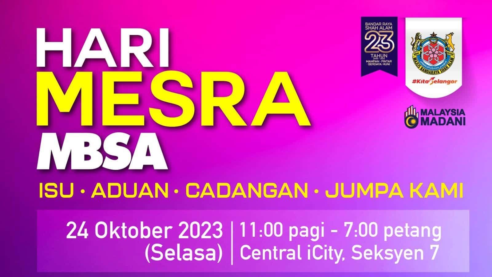 Potongan kompaun terpilih hingga 75 peratus sempena Hari Mesra MBSA esok