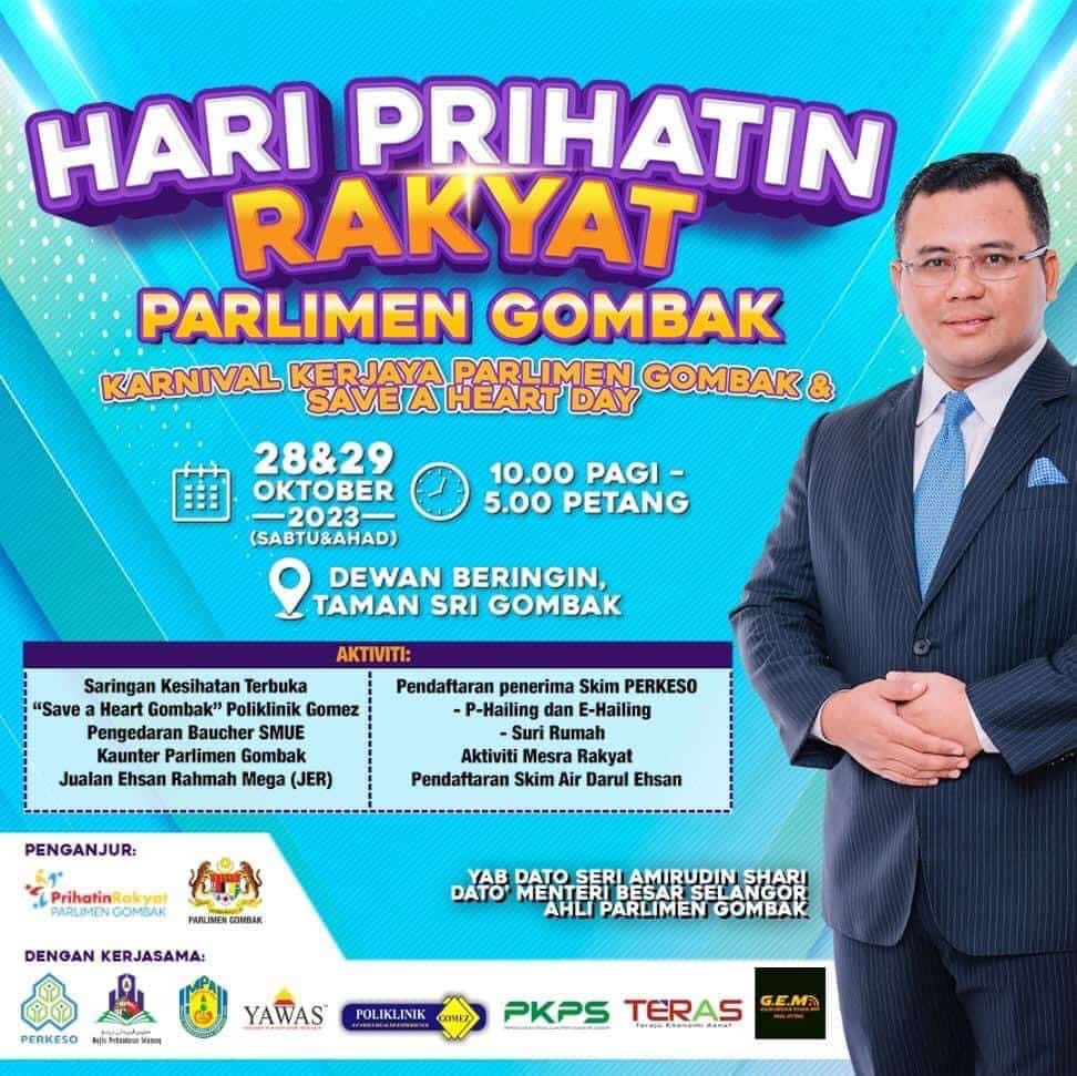 Saringan kesihatan percuma, jualan murah di Gombak hujung minggu ini