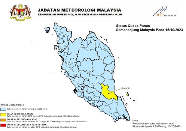Rompin rekod amaran cuaca panas tahap satu