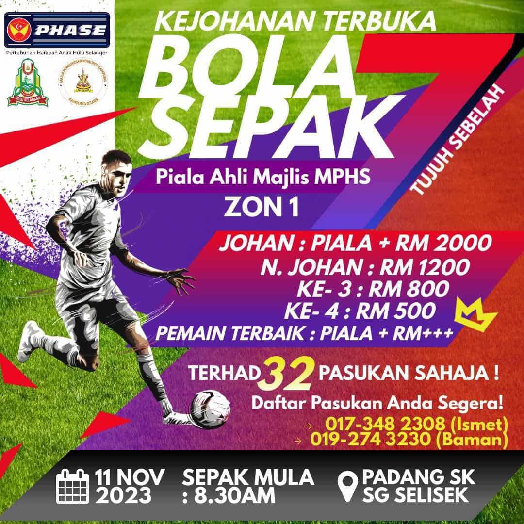 Peluang rebut hadiah RM4,500 menerusi kejohanan bola sepak tujuh MPHS