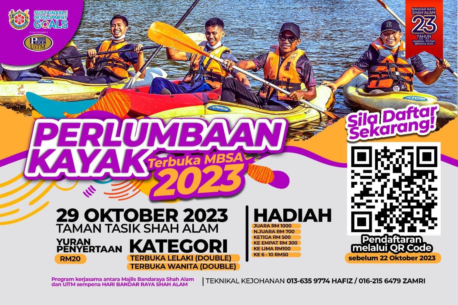 Perlumbaan kayak anjuran MBSA tawar hadiah utama RM1,000