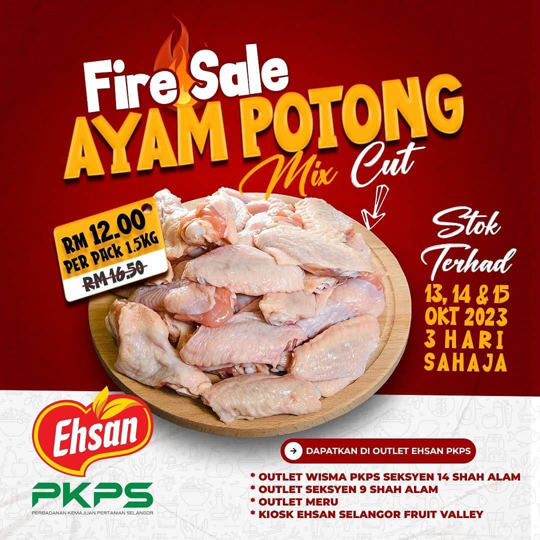 Jualan ayam potong 1.5 kg harga RM12 mulai hari ini hingga Ahad