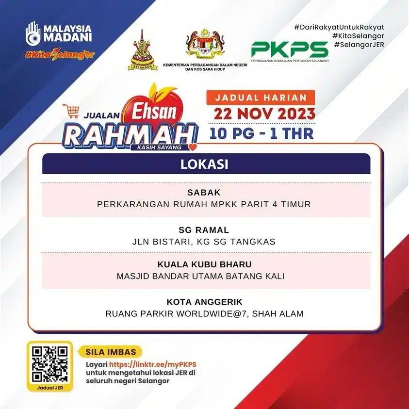 இன்று மேலும் நான்கு இடங்களில் ஜுவாலான் எஹ்சான் ரஹ்மா விற்பனை தொடரும்