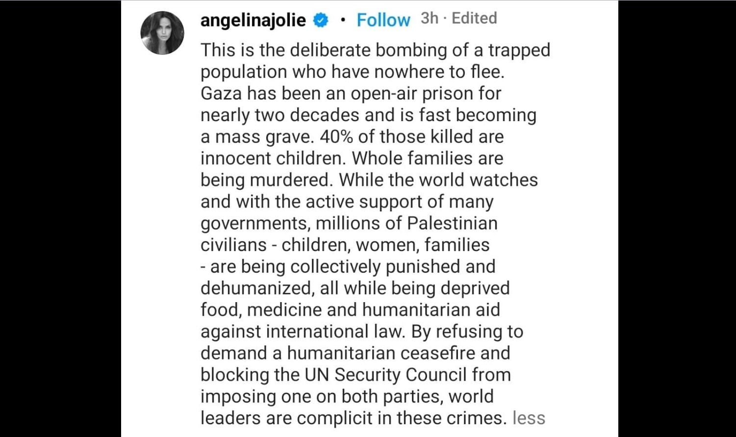 Angelina Jolie kutuk kekejaman Israel bom kem pelarian hingga ratusan mati