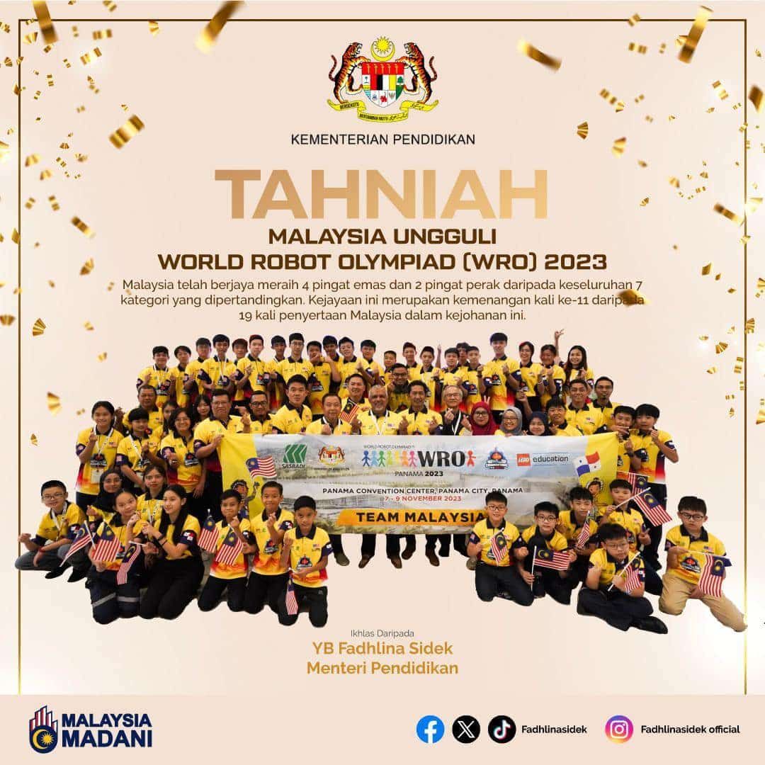 国际机器人大赛4金2银 大马团队第11度总冠军