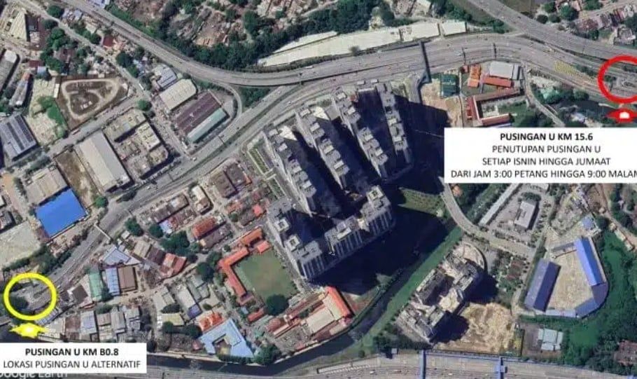 新街场大道15.6公里U转处  1月2日起3pm至9pm关闭