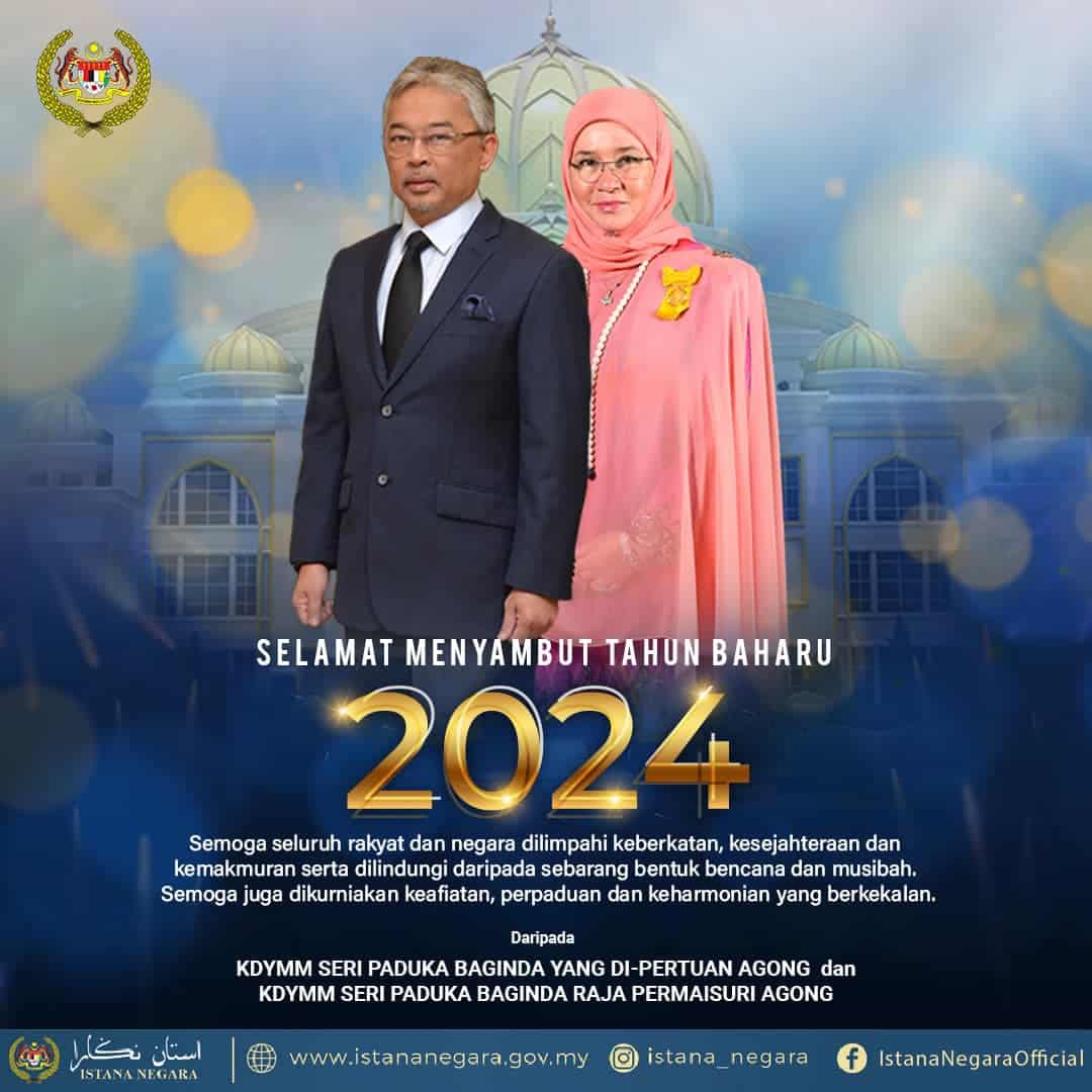 Tahun Baharu: Agong, Raja Permaisuri doakan kesejahteraan seluruh rakyat, negara