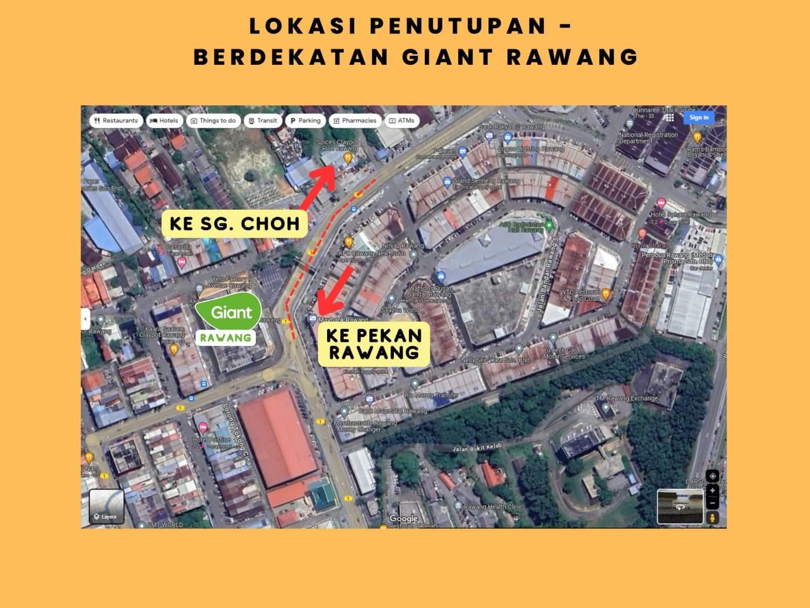 吉隆坡路往丹绒马林418.7-418.9路   2日至6日关闭装混凝土障碍物