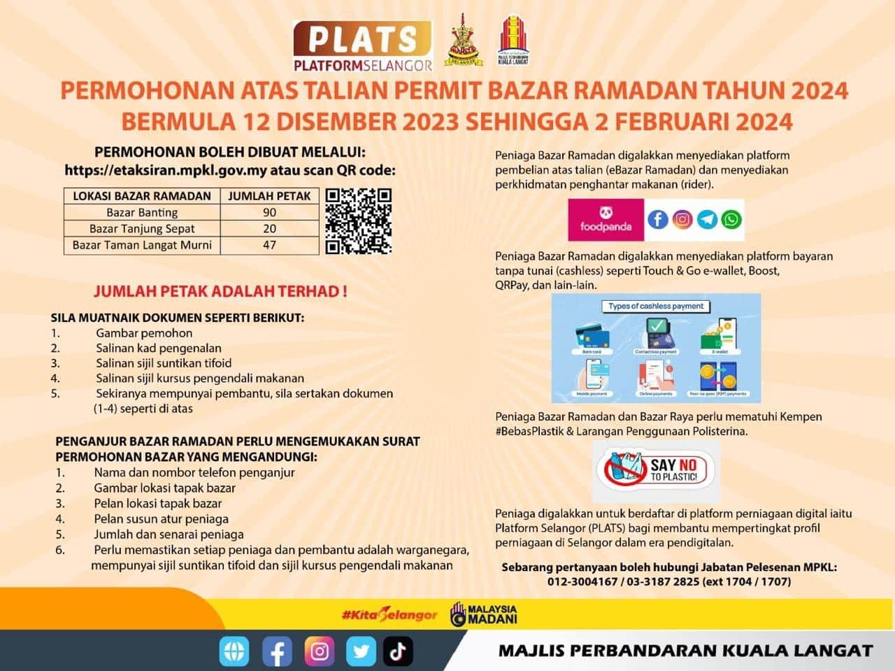MPKL tawar 157 petak bazar Ramadan, mohon hingga 2 Februari