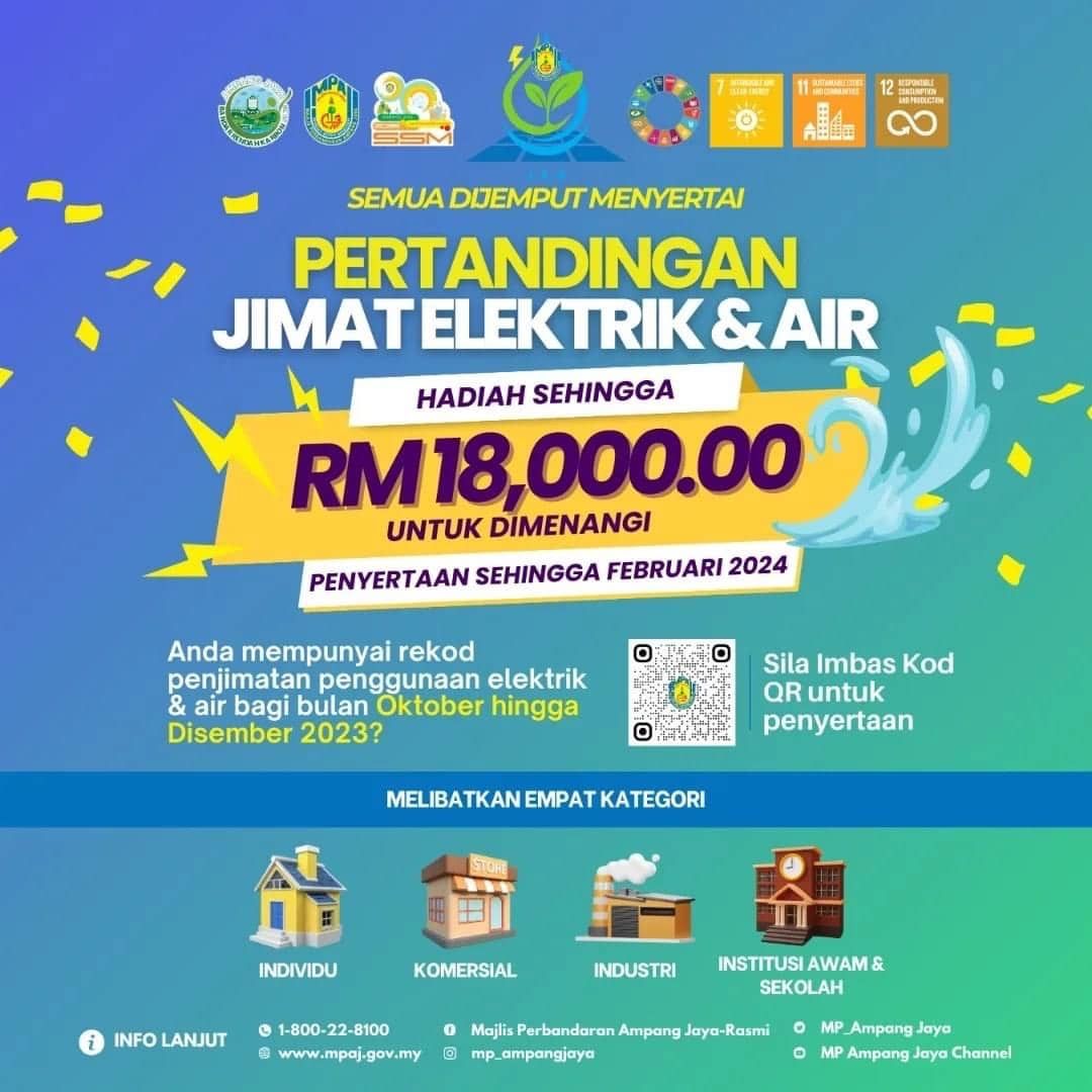 MPAJ tawar hadiah hingga RM18,000 dalam pertandingan jimat tenaga elektrik, air