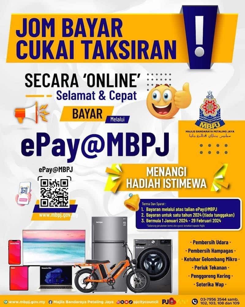 Kempen bayar cukai taksiran dalam talian, MBPJ tawar banyak hadiah menarik