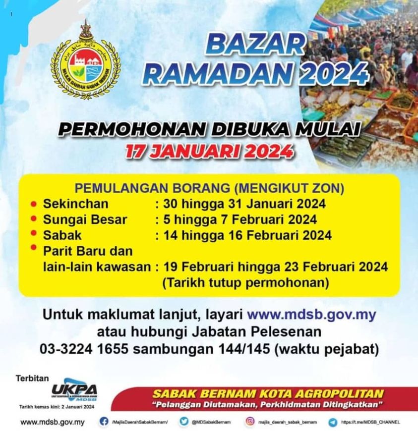 MDSB buka permohonan 370 permit tapak bazar Ramadan secara dalam talian