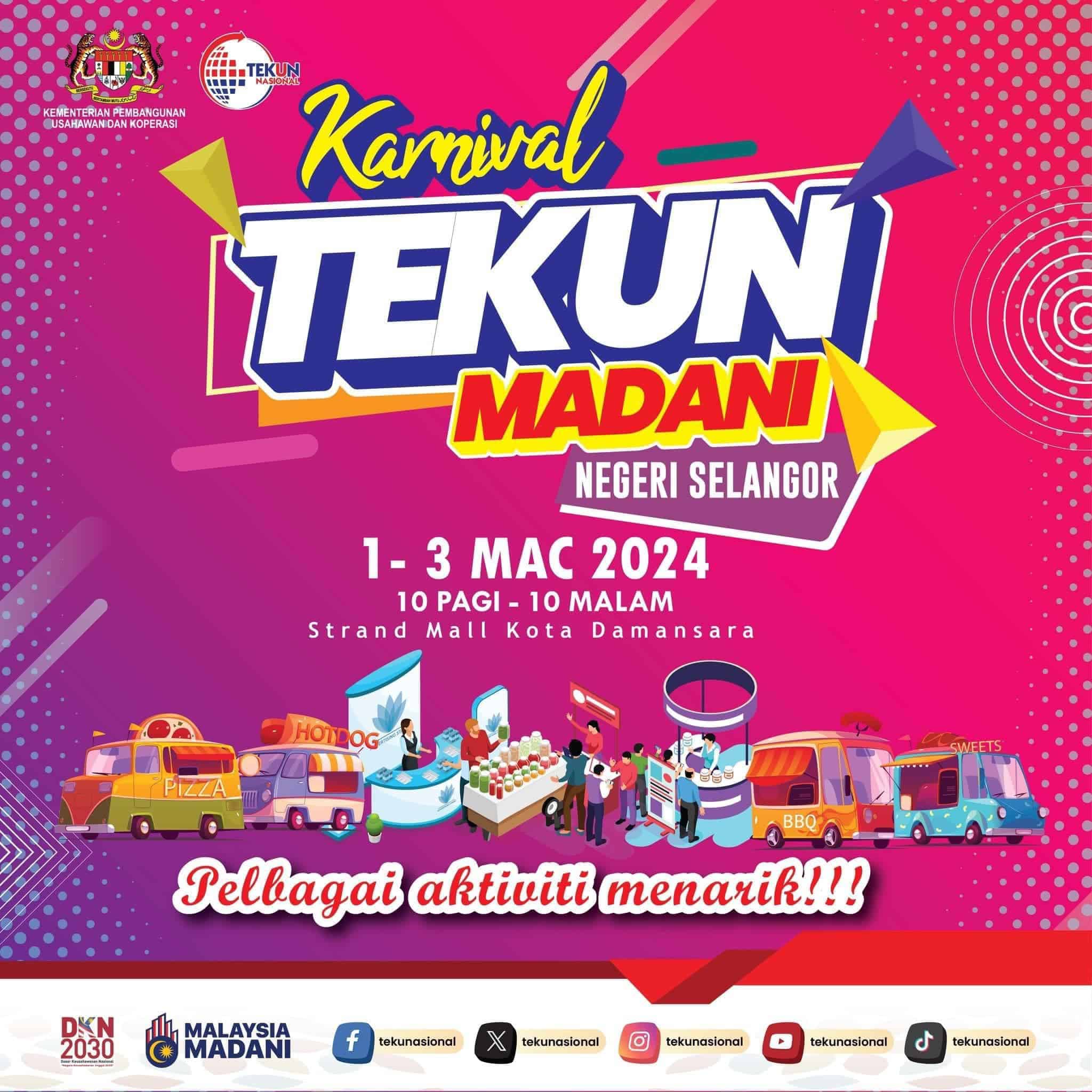 Karnival TEKUN peringkat negeri di Kota Damansara bermula 1 hingga 3 Mac