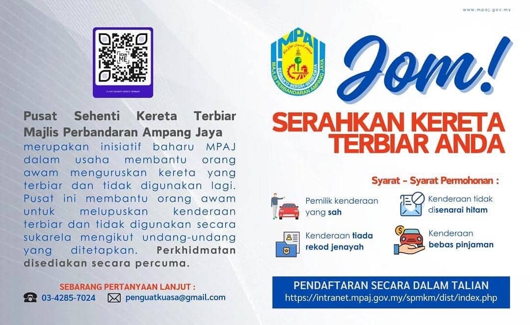 MPAJ sedia pusat sehenti bantu orang ramai urus kereta terbiar secara percuma