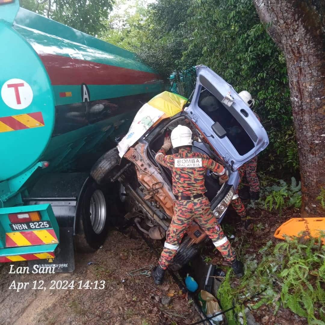 Ibu, bayi tiga bulan maut kereta bertembung lori tangki