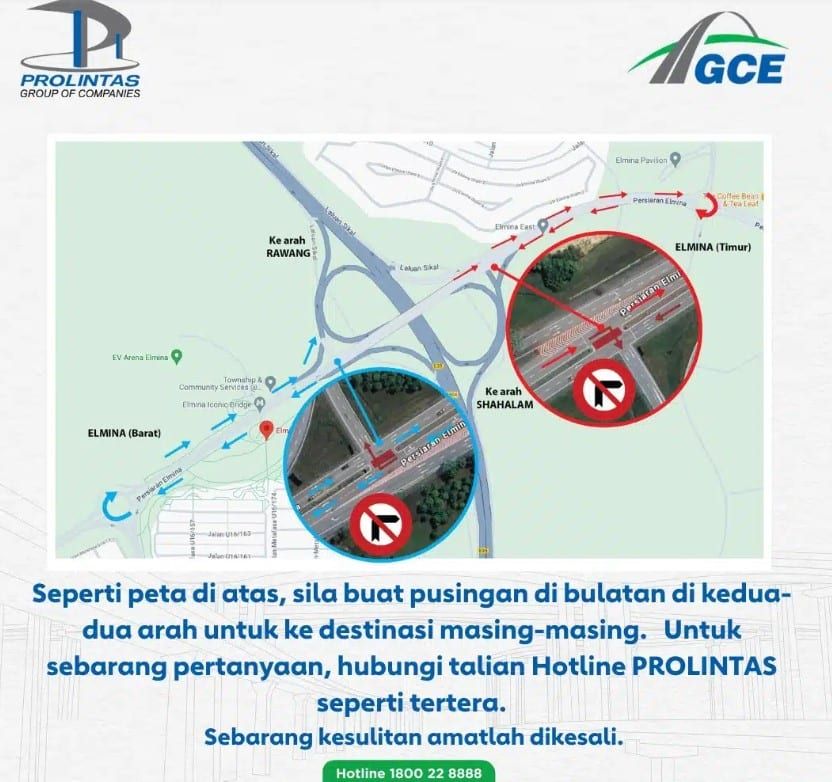 牙直利大道Elmina两路口关3个月  Prolintas：观察交通情况