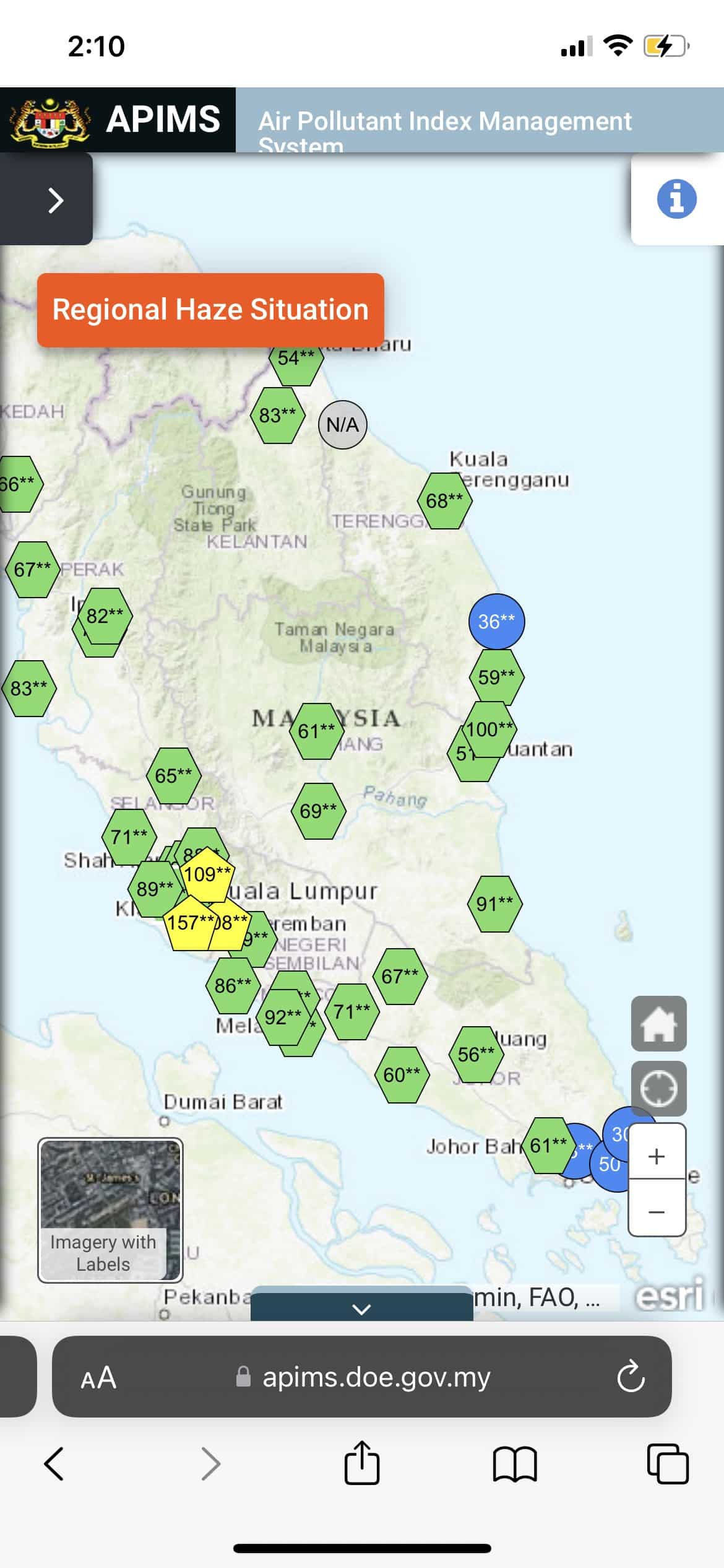 Banting, Nilai, Cheras catat udara tidak sihat takat 2 petang