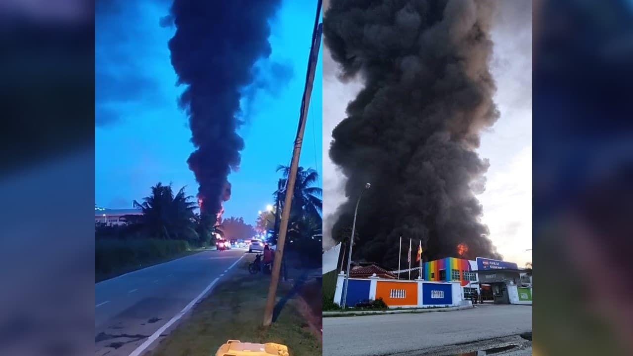 油漆加工厂遭大火光顾