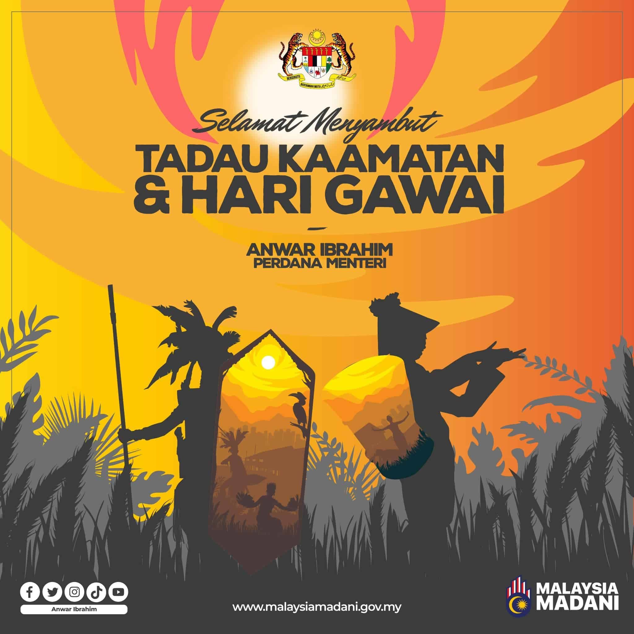 PM: Pesta Kaamatan, Hari Gawai semarak kasih sayang, moga negara kekal makmur